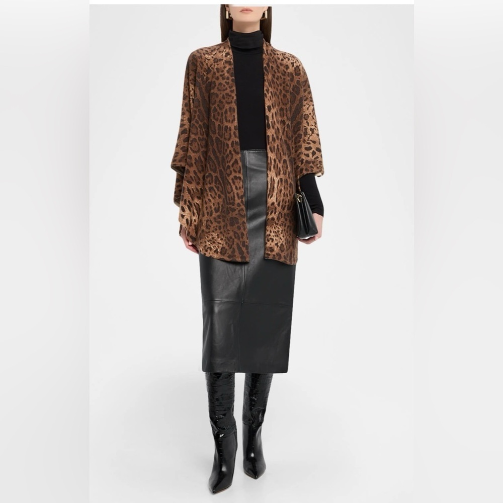 EUC Neiman Marcus Leopard Open Double Faced Cashmere Sweater